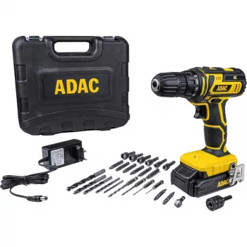 BRÜDER MANNESMANN ADAC 20 V accu-boor-/schroefmachine met Li-Ion-accu, 2-versnellingsbak, 40 Nm koppel, 13 mm snelspanboorhouder, draagkoffer, bits inbegrepen (M17692)