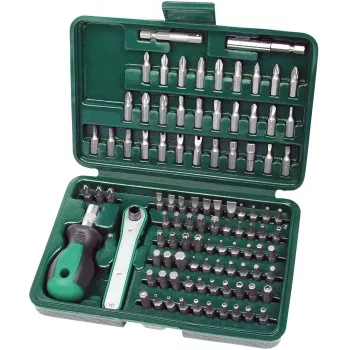 BRÜDER MANNESMANN 99-delige veiligheids-bitset, 95 chroom-vanadium bits, 1/4 inch zeskant, magnetische houder, organizer-etui 29899