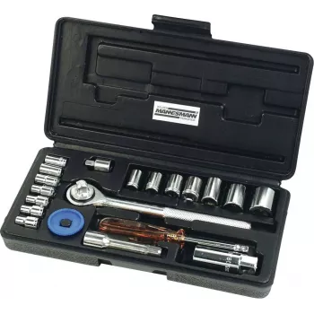 Brüder Mannesmann M206 20-delige dopsleutelset 1/4 inch & 3/8 inch aandrijving, chroom-vanadium, 6-kant metrisch