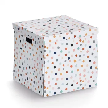 Zeller Dots witte polka-dot opbergbox 33,5 x 33 x 32 cm 14476