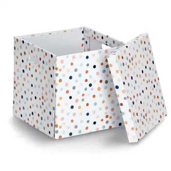 Zeller Dots witte polka-dot opbergbox 33,5 x 33 x 32 cm 14476