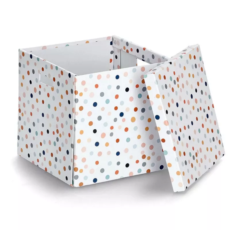 Zeller Dots witte polka-dot opbergbox 33,5 x 33 x 32 cm 14476