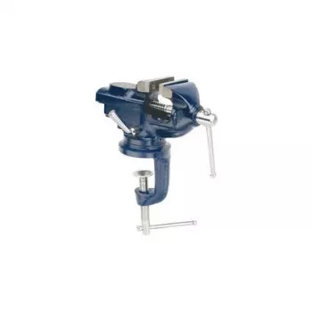 BRÜDER MANNESMANN bankschroef met tafelklem, 50 mm bekbreedte, zinkdrukgiethuis, geharde stalen bekken, blauw 713-050