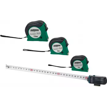 Brüder Mannesmann M80503 5 m meetlint met 19 mm stalen band, gerubberde ABS-behuizing, metrisch, klasse II