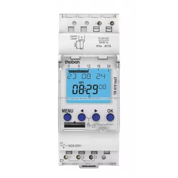 THEBEN TR 610 top3 12-24V digitale weektijdschakelklok, 1 kanaal, DIN-rail, 16 A 6104130