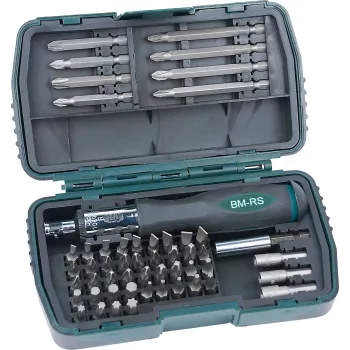 BRÜDER MANNESMANN GREEN LINE 53-delige bit- en dopsleutelset in kunststofbox, S2-stalen bits, CrV-dopsleutels, 1/4 inch aandrijving M29853