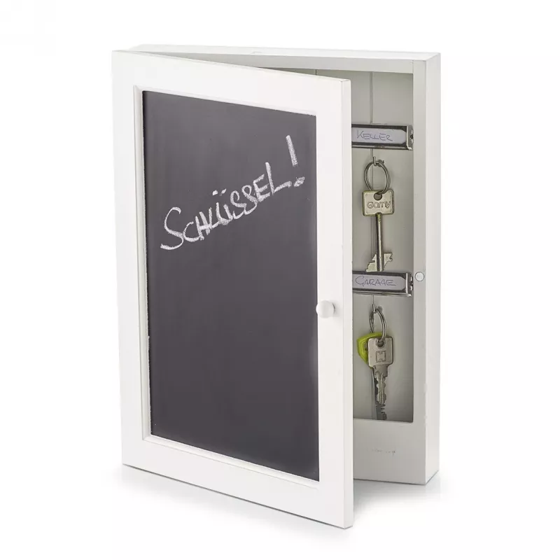 Zeller sleutelkast met schrijfbord wit met 6 haken (15124)
