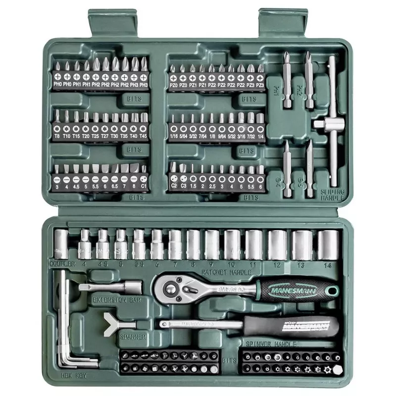 Brüder Mannesmann 130-delige metrische dopsleutelset 1/4 inch aandrijving in koffer 29166