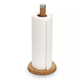 ZELLER bamboe keukenrolhouder standaard, naturel, vrijstaande papierrolhouder 25283