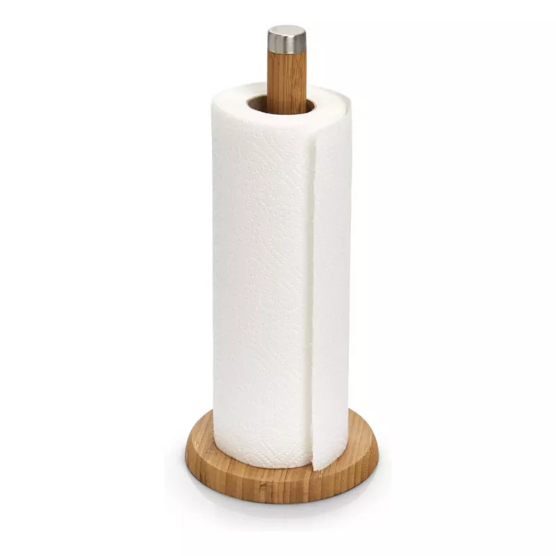 ZELLER bamboe keukenrolhouder standaard, naturel, vrijstaande papierrolhouder 25283