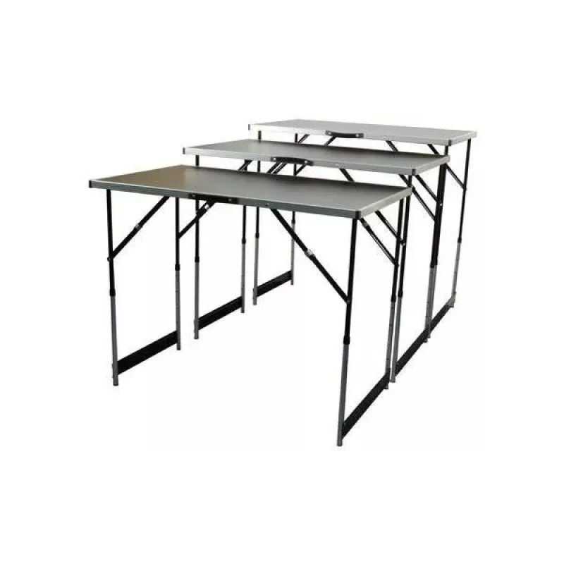 BRÜDER MANNESMANN M70113 multifunctionele klaptafel-set, 3-delig, MDF E1 tafelblad 2,7 mm, aluminium frame, zilver/grijs
