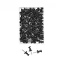 WEDO 54 201 zwarte punaises, 100 stuks, 12 mm naalddikte, 10 mm kopdiameter, transparant kunststofdoosje
