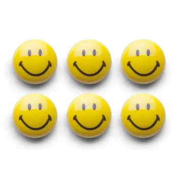 Zeller Smiley magneet-set 6 stuks 3 cm geel 11204