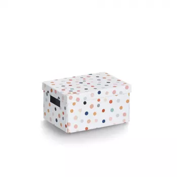 Zeller Dots Opbergbox Wit met stippen 18,0 cm x 25,0 cm 14474
