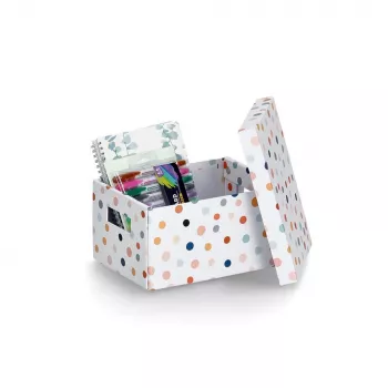 Zeller Dots Opbergbox Wit met stippen 18,0 cm x 25,0 cm 14474