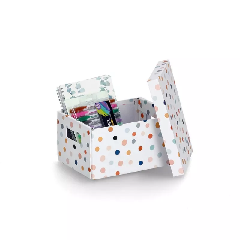 Zeller Dots Opbergbox Wit met stippen 18,0 cm x 25,0 cm 14474
