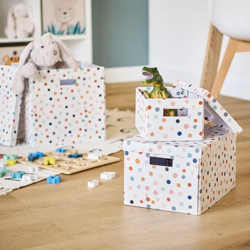 Zeller Dots Opbergbox Wit met stippen 18,0 cm x 25,0 cm 14474