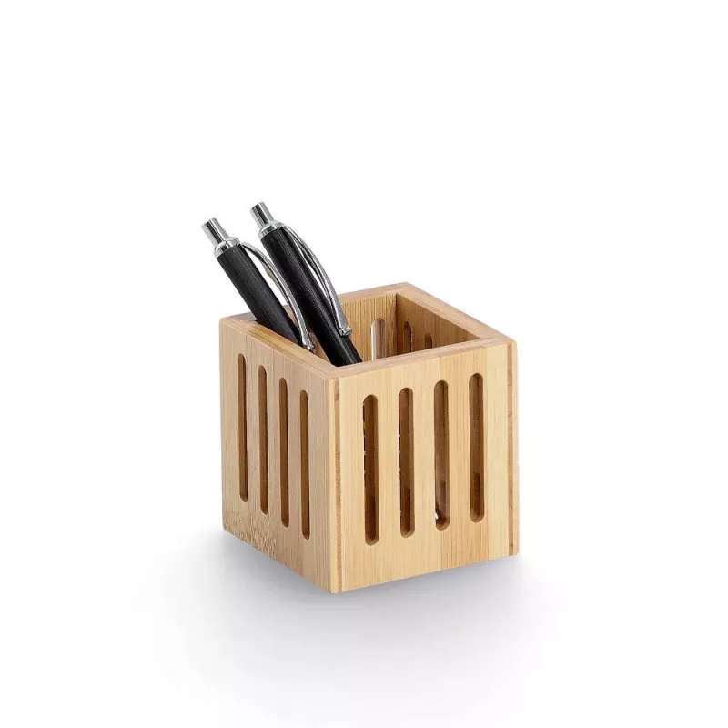 Zeller Bamboe Pennenhouder Bruin 8x8x8 cm 15201