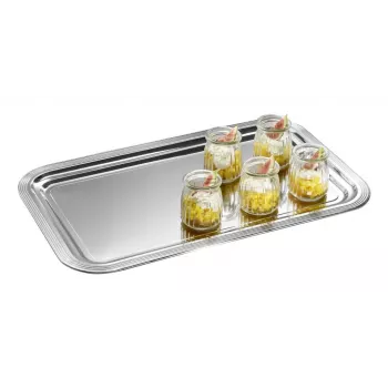 APS CLASSIC Rechthoekige serveerschaal 530x325 mm Zilver Vernikkeld Hoogglans verchroomd met lijnen