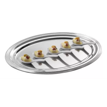 APS CLASSIC rechthoekige serveerschaal 460x340mm zilver vernikkeld en verchroomd metaal met lijnen