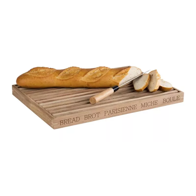 APS LETTER broodsnijplank 480x340x30 mm acaciahout met uitneembare kruimellade