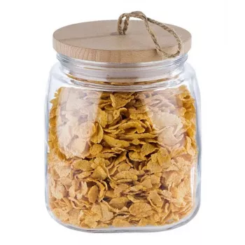 APS Woody 2L glazen voorraadpot met acaciahouten deksel 82256