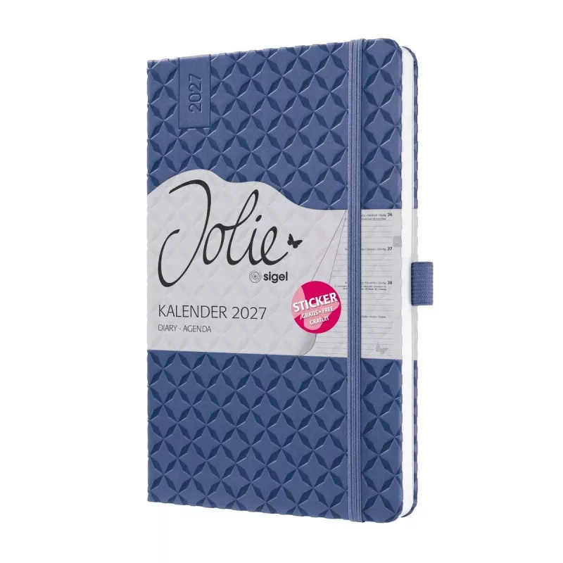 SIGEL Jolie 2027 boekagenda A5 indigo blauw, weekkalender, gebonden, soft-touch omslag 7J101