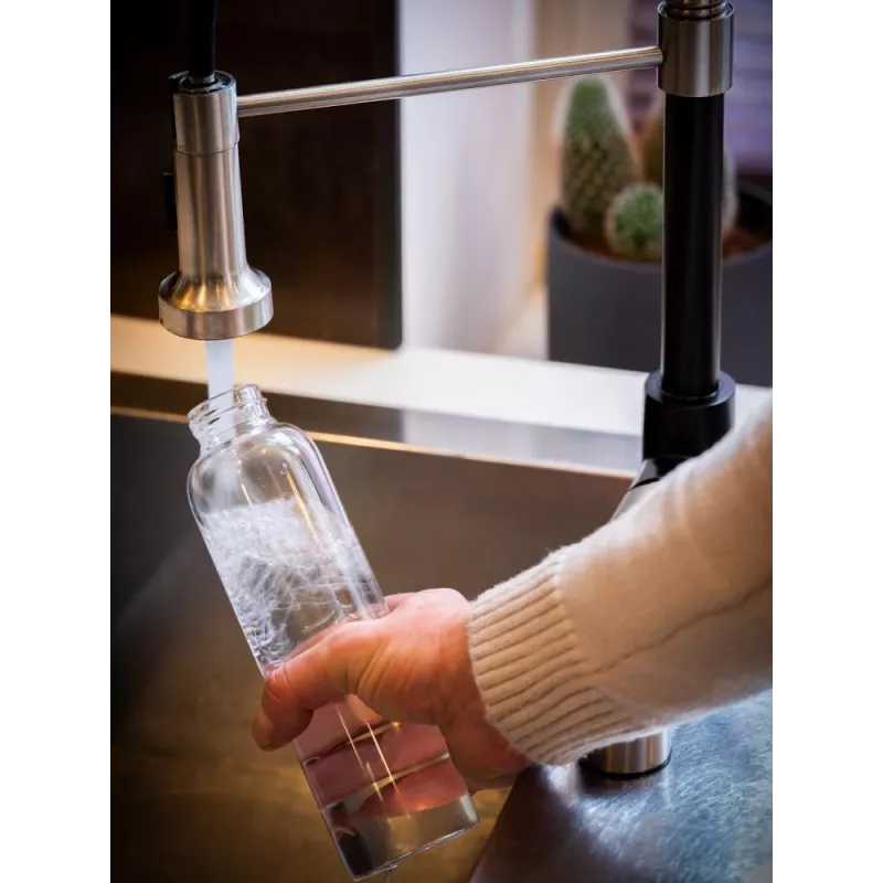 APS 0,55L glazen drinkfles met roestvrijstalen schroefdop 66907