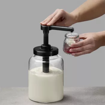 APS DISPENSA 1,7L glazen doseerspender, transparant/zwart 93290