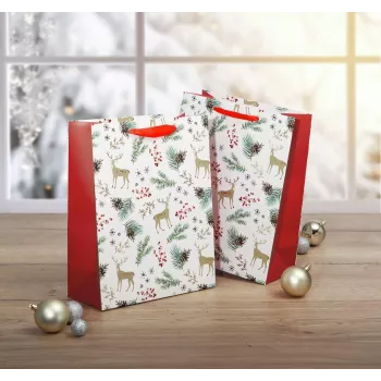 SIGEL GT121 cadeautassen kerst, aquarelmotieven, groot, 26 x 33 x 12 cm, 5-delige set