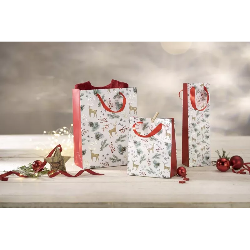 SIGEL GT121 cadeautassen kerst, aquarelmotieven, groot, 26 x 33 x 12 cm, 5-delige set