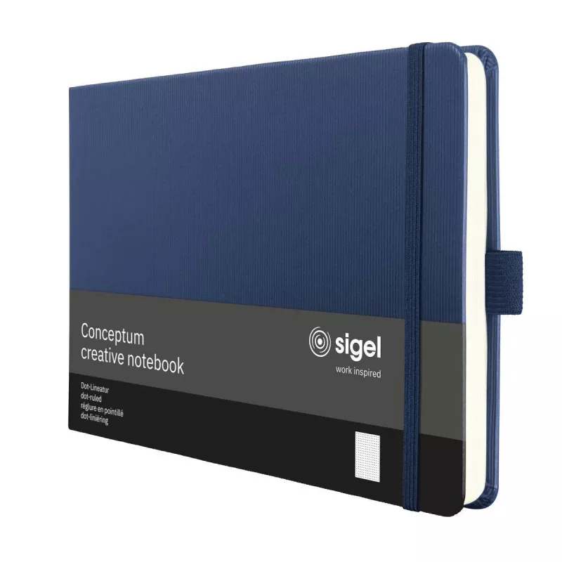 SIGEL Conceptum notitieboek A5 liggend stippenraster donkerblauw hardcover 132 pagina's CO207