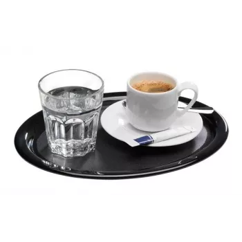 APS KAFFEEHAUS ovale melamine serveerschaal, zwart, gerolde rand, 260 x 200 x 15 mm 84251