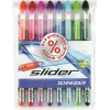 Schneider Slider Basic balpen-set - 8 verschillende kleuren, extra brede 1,4 mm punt, Viscoglide-technologie, ergonomische rubberen greepzone, roestvrijstalen clip 151298