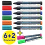 Schneider Maxx 290 whiteboard- en flipchartmarker 8-delige set diverse kleuren, ronde punt 2,0-3,0 mm 129098