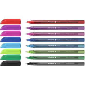 Schneider Vizz M balpen-set met 8 verschillende kleuren, medium 0,5 mm, rubberen grip, Viscoglide-technologie 102298