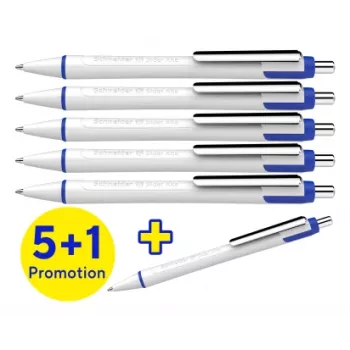 Schneider Slider Xite balpen 5+1 pack, blauwe inkt, witte behuizing 133286