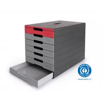 DURABLE IDEALBOX PLUS lade-eenheid DIN A4 met 7 laden, grijs/rood 776303
