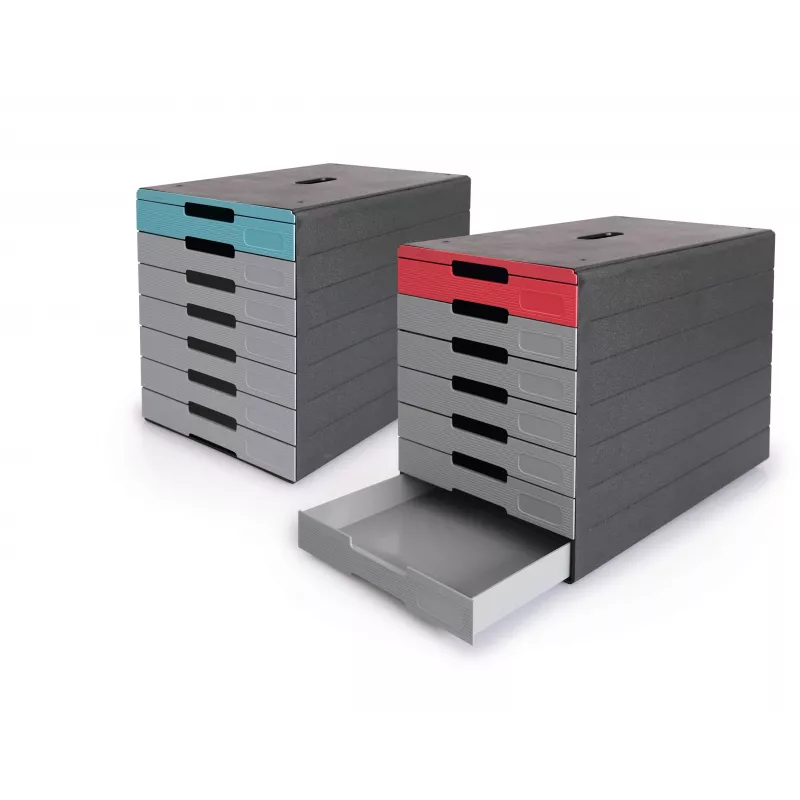 DURABLE IDEALBOX PLUS lade-eenheid DIN A4 met 7 laden, grijs/rood 776303