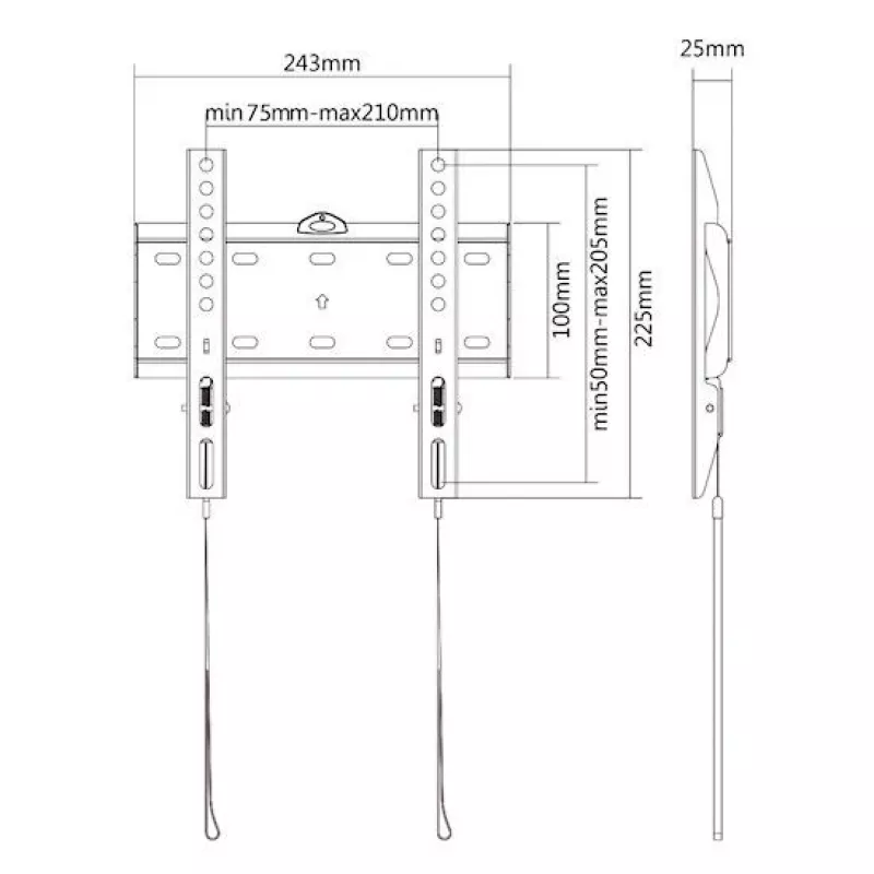 E+P wandhouder 200x200 zwart WHS104 5625404