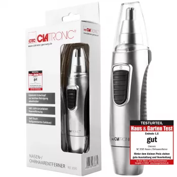 Clatronic NE 3595 neus- en oortrimmer met precisielicht, afneembare RVS-snijkop (263687)