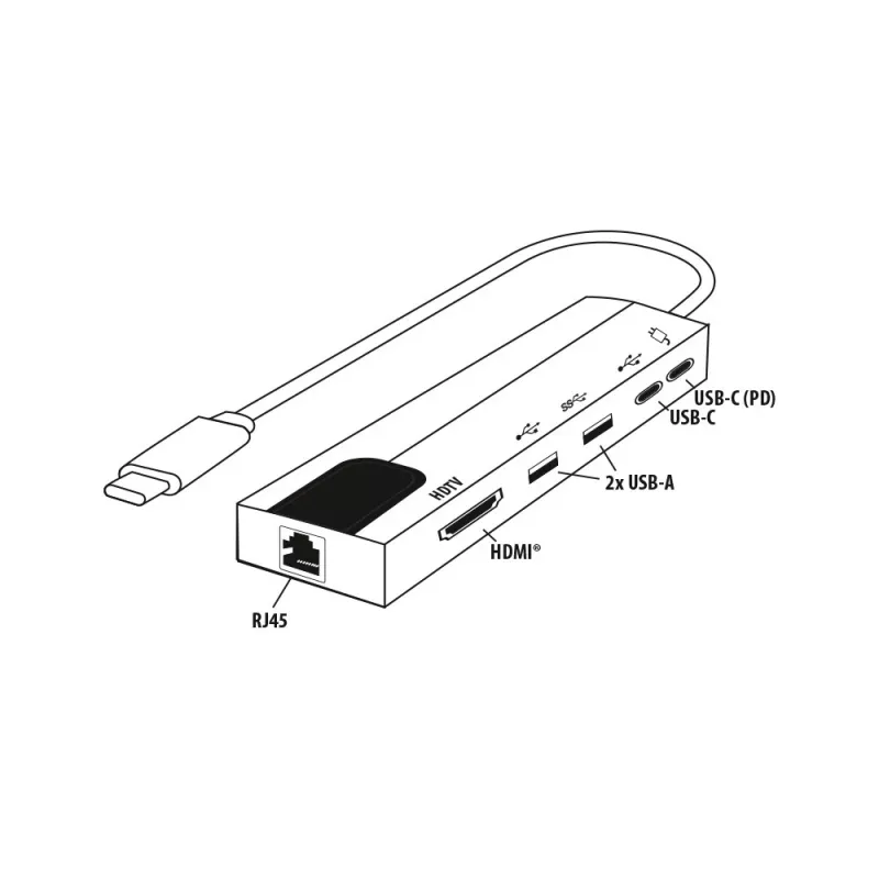 E+P USB-C multiport-adapter 6-in-1 MPA6 zwart/zilver