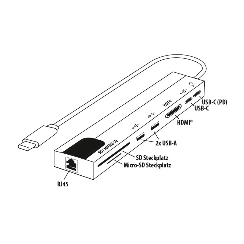 E+P USB-C multiport-adapter 8-in-1 MPA8 zwart/zilver