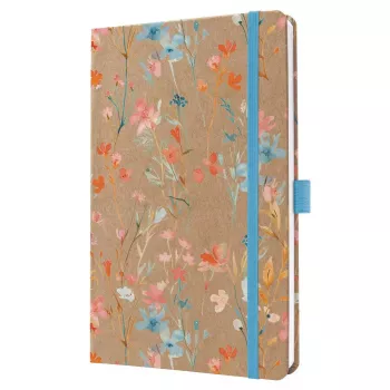 SIGEL Jolie 2027 weekplanner A5 blauw Floral Serenity hardcover met elastiek, penlus, leeslint, binnenvak, 144 pagina's, 80 g/m² papier, afgeronde hoeken, meertalig 7J807