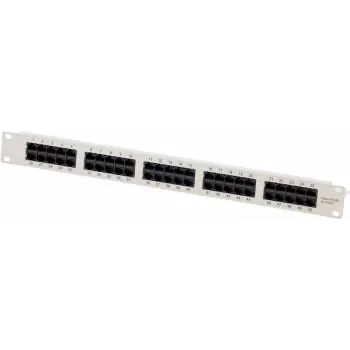 BULLITT CAT 3 ISDN patch-paneel, 50-poorts RJ45-bussen 8P4C ongeïsoleerd, 19 inch 2U rackmontage, zwart