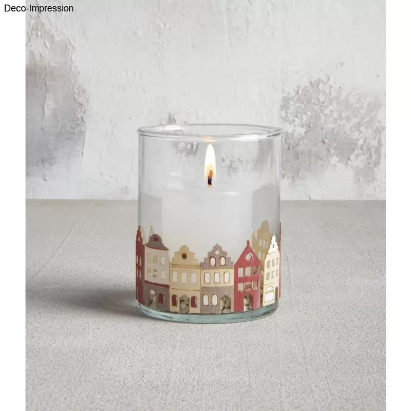 Rayher decoratieve knutselroosters natuurlijk fineerhout Noordse huizen, 4 stuks (46809505)