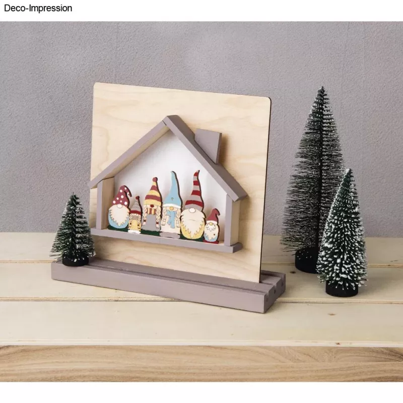 Rayher decoratieartikel naturel houten lat kabouterfamilie, 2 st. (46805505)