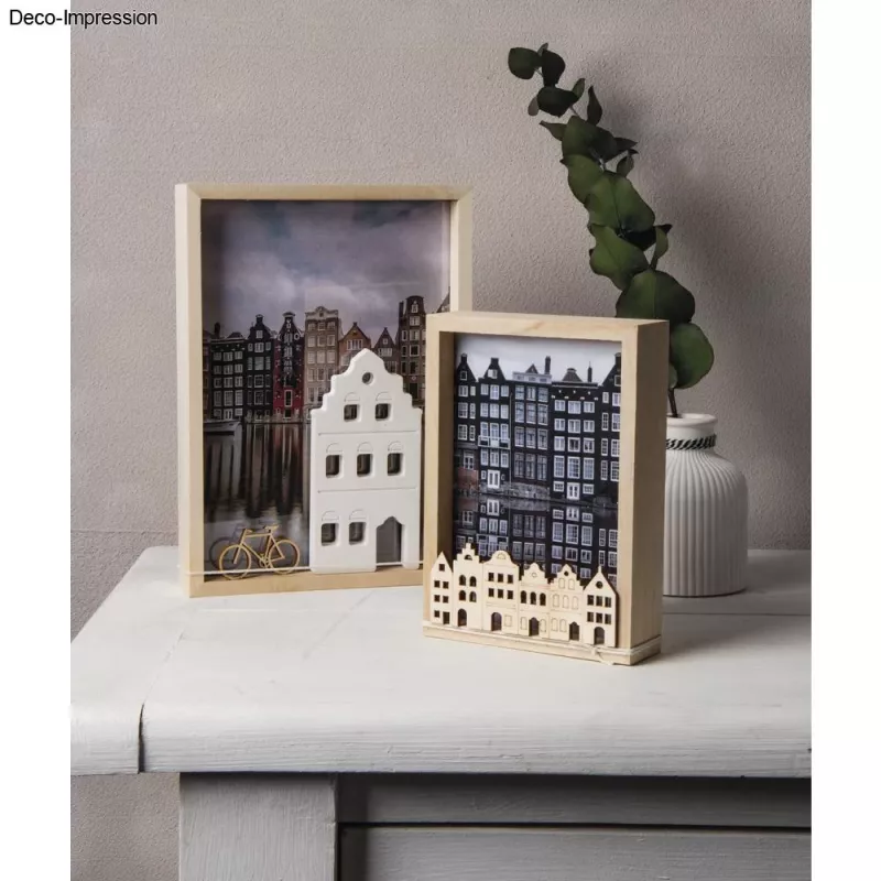 Rayher decoratieve houten lat Noordse huizen, naturel, 2 stuks (46811505)