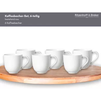 Ritzenhoff & Breker Skagen witte porseleinen koffiekopjes 440 ml 6-delige set 317329