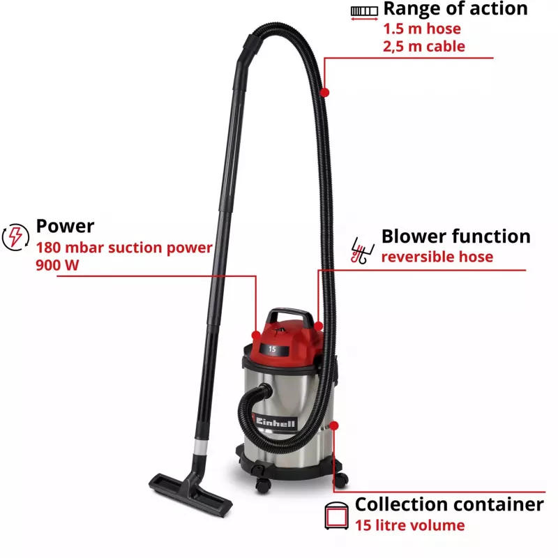 Einhell TC-VC 1540 S nat- en droogzuiger 15 L 1500 W 2347405